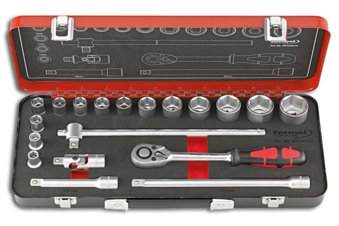 Professionelles Steckschlüssel-Set Aus Cr-Mo-Stahl – 10-teilig, 1/2 Zoll Antrieb, 10–24 Mm – Für Werkstatt Und Heimwerker