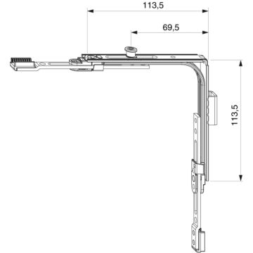 MACO Multi-Matic Eckumlenkung 1 IS-Zapfen silber WK2 2-flügelig