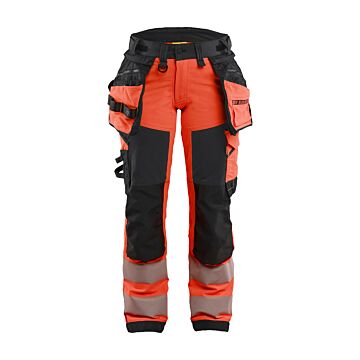 BLAKLÄDER Damenwarnhose Warnrot/Schwarz
