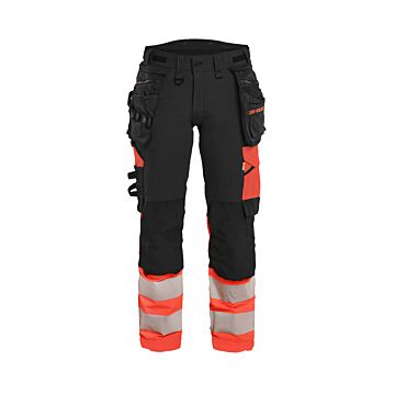 BLAKLÄDER Damenwarnhose Schwarz/Warnrot