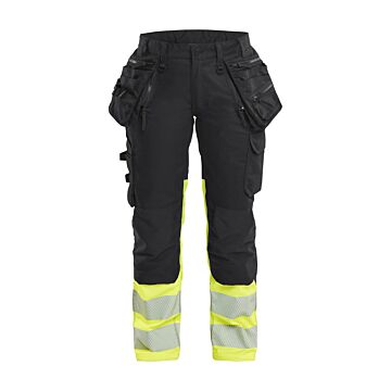BLAKLÄDER Damen High Vis Hose Stretch Schwarz/Gelb