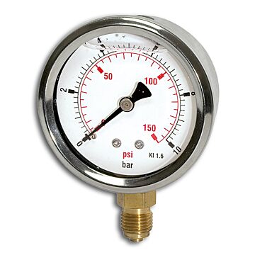 Glyzerinmanometer, Anschluss radial unten, RIEGLER