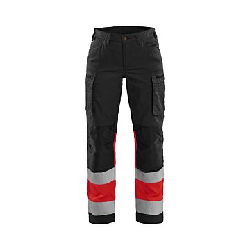 BLAKLÄDER Damen Warnhose Schwarz/Warnrot