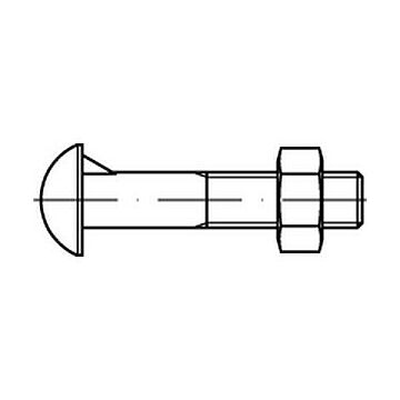 Halbrundschrauben mit Nase,mit Sechskantmutter DIN 607 Mu St. M 16 x 60, CAB FASTENING