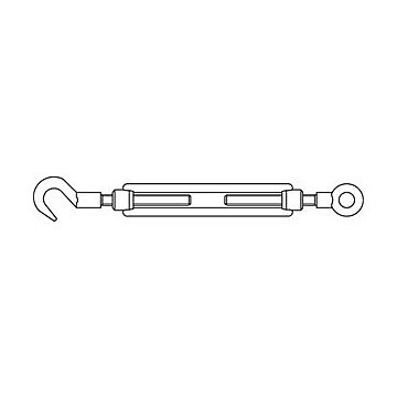 Spannschlösser, offene Formmit Ringöse und Haken DIN 1480 Stahl SP RH M 8 galv. verzinkt gal Zn, CAB FASTENING