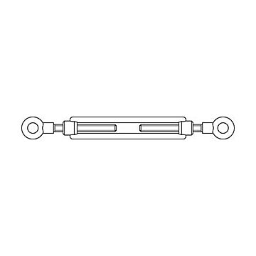 Spannschlösser , offene Form,mit 2 Ringösen DIN 1480 Stahl SP RR M 8 galv. verzinkt gal Zn, CAB FASTENING
