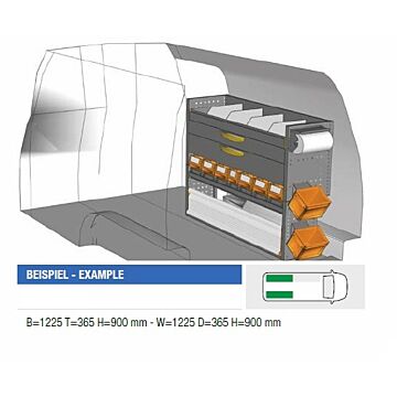 Brillmobil Fahrzeugeinrichtung Volkswagen Caddy ab 2015 Beifahrerseite 1225x365x900 mm (Block 24)
