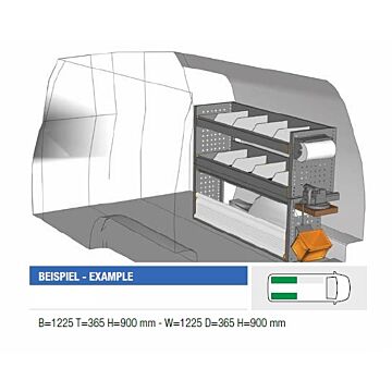 Brillmobil Fahrzeugeinrichtung Volkswagen Caddy ab 2015 Beifahrerseite 1225x365x900 mm (Block 26)
