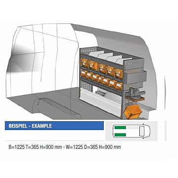 Brillmobil Fahrzeugeinrichtung Volkswagen Caddy ab 2015 Beifahrerseite 1225x365x900 mm (Block 28)
