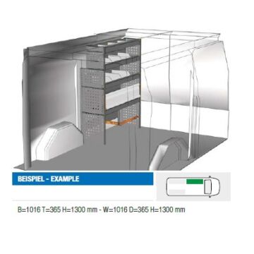 Brillmobil Fahrzeugeinrichtung Ford Custom ab 2012 Fahrerseite 1016x365x1300 mm (Block 13)
