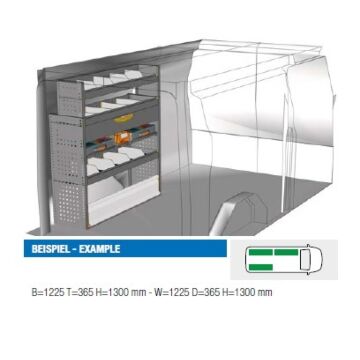 Brillmobil Fahrzeugeinrichtung Ford Custom ab 2012 Fahrerseite 1225x365x1300 mm (Block 08)