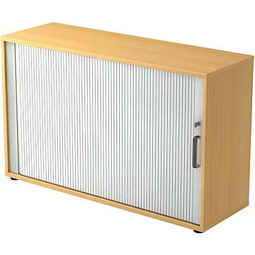 HAMMERBACHER Rolladenschrank 120x40x74,8cm BucheSilber