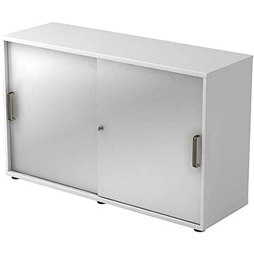 HAMMERBACHER Schiebetürenschrank 120x40x74,8cm Weiß/Silber