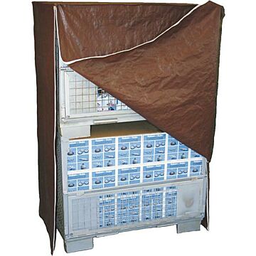 Abdeckhaube für Gitterbox, mit Reißverschluss B1250xT850xH1930mm, braun, CAB BETRIEB