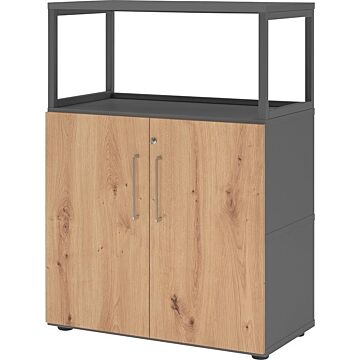 HAMMERBACHER Regal FlexWall VFW38T2RG B800xT400xH1110 mm 3 OH 2 Türen graphit/asteiche