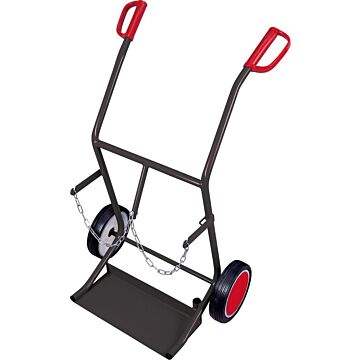 VARIOFIT Stahlflaschenkarre B710xH1110 mm 2x20 ltr. Vollgummibereifung Tragkraft 100 kg RAL 7016