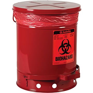 JUSTRITE SAFETY Sicherheitsentsorgungs- behälter, Stahlblech rot mit Fußtritt B350xT460xH354 mm