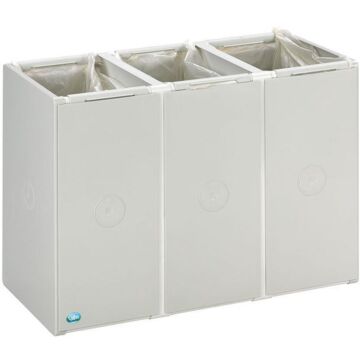 VAR Kunststoffcontainer 40 l 3-fach, ohne Deckel lichtgrau B760xT405xH570