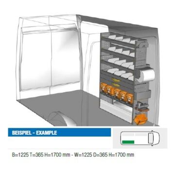 Brillmobil Fahrzeugeinrichtung Hyundai H350 ab 2015 Beifahrerseite 1225x365x1700 mm (Block 08)