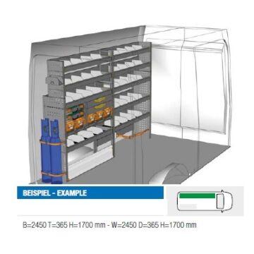 Brillmobil Fahrzeugeinrichtung Hyundai H350 ab 2015 Fahrerseite 2450x365x1700 mm (Block 12)