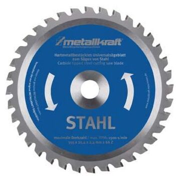 METALLKRAFT HM-Kreissägeblatt für Stahl Ø 355 x 2,4 x 25,4 mm Z80