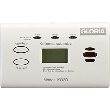 GLORIA Kohlenmonoxidmelder KO2D mit Display, B154xT44H80 mm