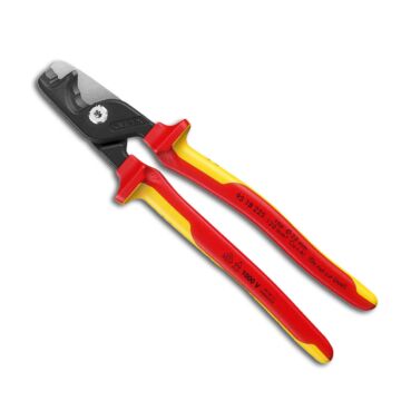 KNIPEX Kabelschere VDE mit Mehrkomponenten-Griffen 225mm, schlanke Kopfform