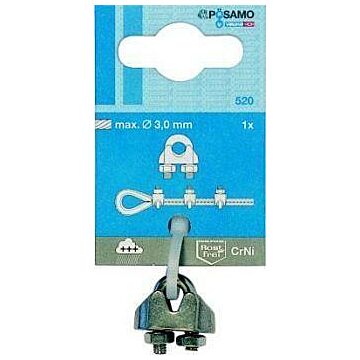 PÖSAMO Drahtseilklemmen DIN741, A4, 3,0mm/M4, 1/8", a∩1Stk, SB