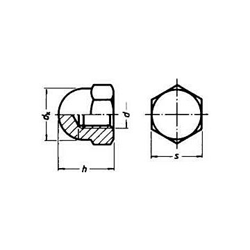 Hutmuttern DIN 1587-A4 M6 (VE500), CAB FASTENING