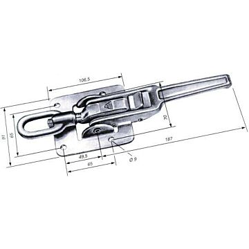 Exzenterverschluss Gr.1 mit Zugöse und Anschraubsplatte, CAB FASTENING