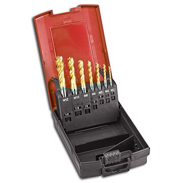 MASCHINEN-GEWINDEBOHRER-SATZ DIN 376 HSSE TIN SL UNI, M3-M12 6H, FORMAT