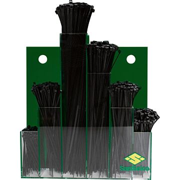SAPISELCO Kabelbinder-Sortiment, schwarz 600-teilig im Wanddispay