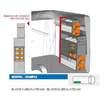 Brillmobil Fahrzeugeinrichtung Opel Vivaro ab 2014 Beifahrerseite 1016x365x1700 mm (Block 03)