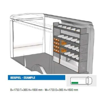 Brillmobil Fahrzeugeinrichtung Ford Transit ab 2014 Beifahrerseite 1733x365x1600 mm (Block 01)