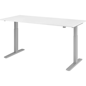 HAMMERBACHER Schreibtisch höhenverstellbar,Gestell silber 1800x800x700-1200mm,Platte:weiss