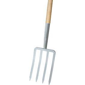 IDEALSPATEN spade fork silver 4 tines, T-handle import kaufen